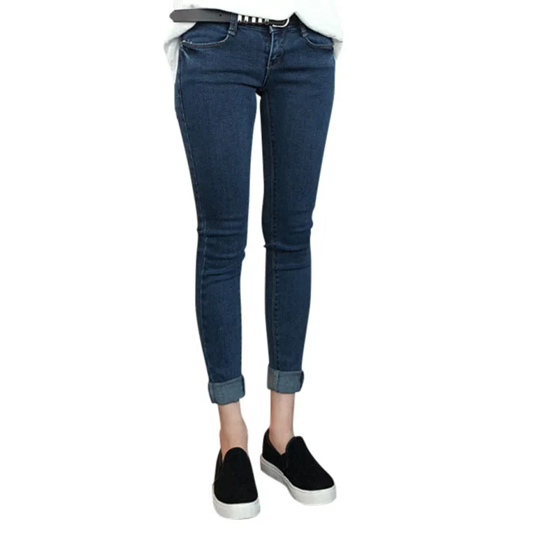 

Spring 2017 Korean Style Thin Waist Jeans Pants Casual Stretch Jeans Female Feet Slim Pencil Pants WY-01