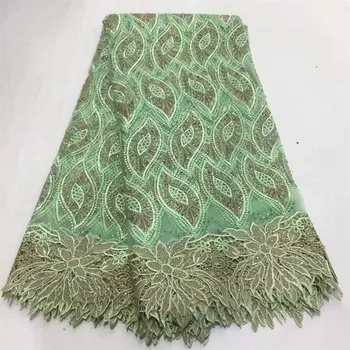 

High quality Nigerian lace fabrics for wedding 2018 Latest african french lace fabric with stones Gold HJ604-2