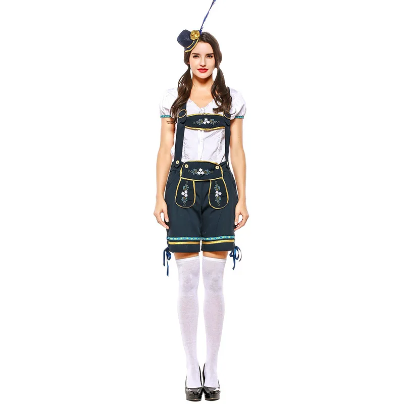 Женский костюм для взрослых темно синий немецкий Октоберфест Lederhosen традиционный