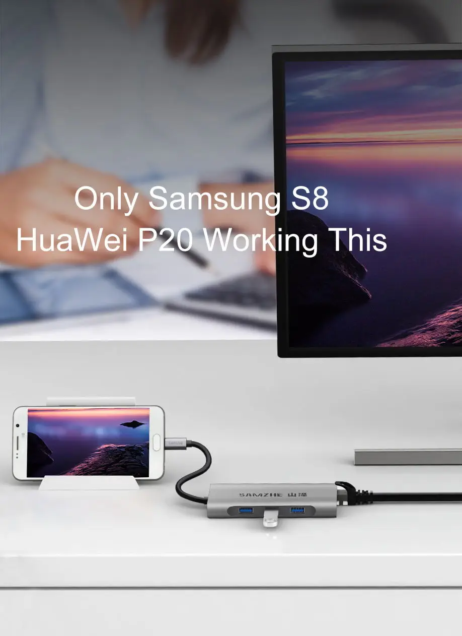 SAMZHE usb-хаб type C к HDMI RJ45 кард-ридер адаптер для MacBook samsung Galaxy S9/Note 9 huawei P20 Pro