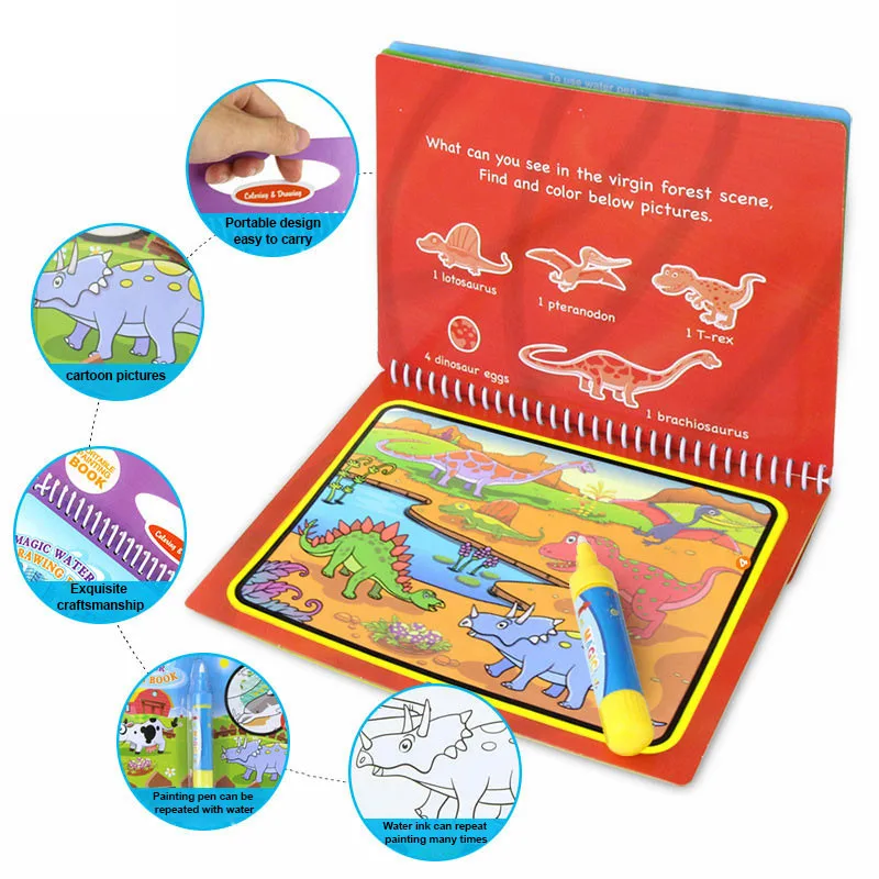 Reusable Water Painting Book Coloring Magic Doodle Drawing Board For Kids Children Toy YJS Dropship