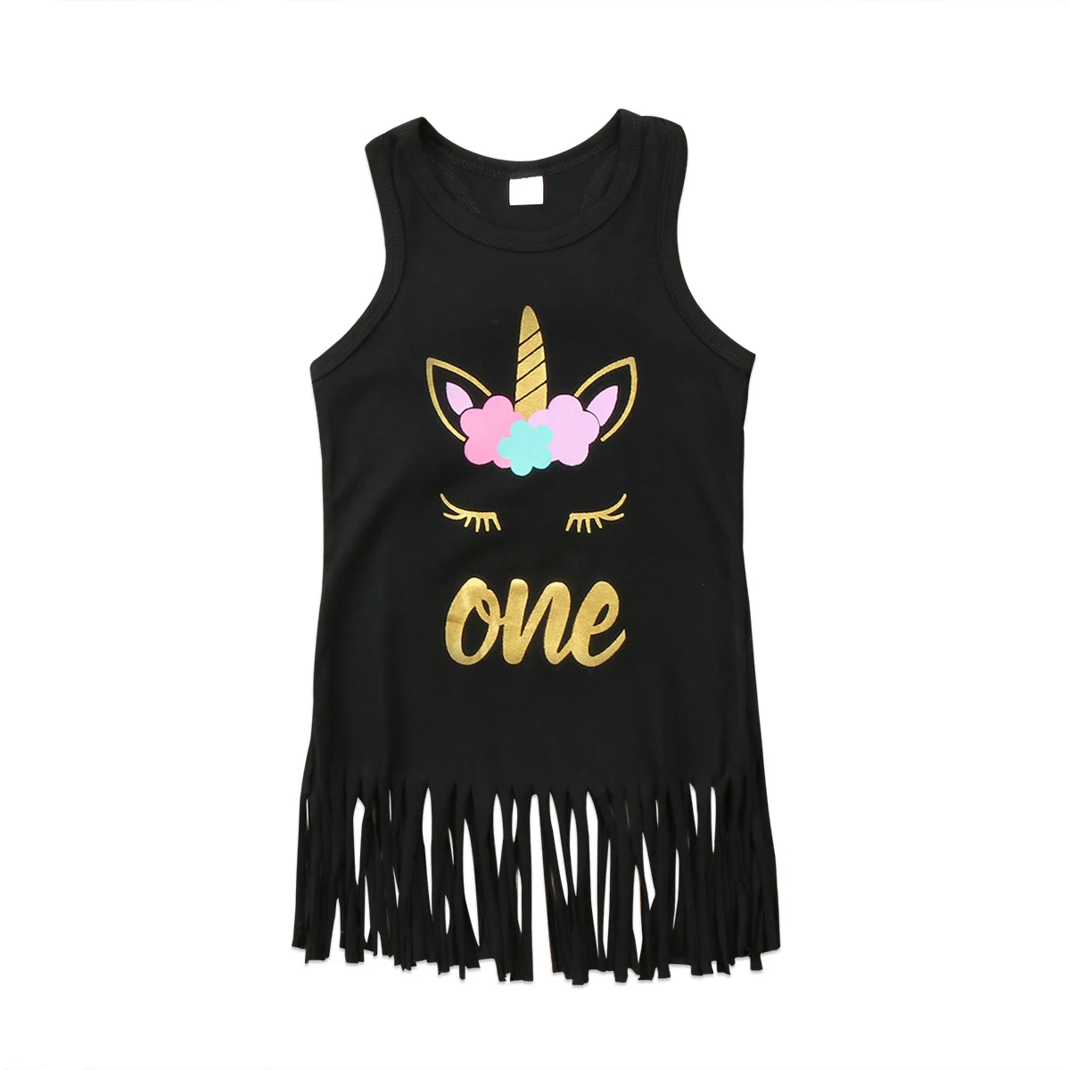

2017 Unicorn Kids Baby Girls Child Toddler Sleeveless Tassel Party Princess Casual Dress Cute Summer Clothes