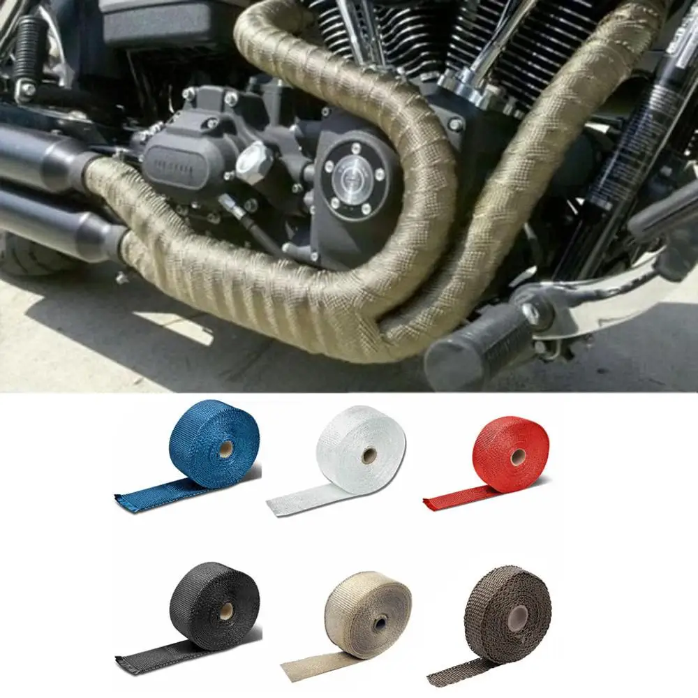 Length: 50 Feet 2 Thermal Roll Fiberglass Exhaust Header Pipe Heat Wrap Tape +10 Ties Kit 15m ,Purple 