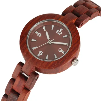 

Red Wood Watch for Women Elegant Handmade Natural Ultralight Full Wood Watch Bracelet Clasp Wristwatch Gifts Lady reloj femenino