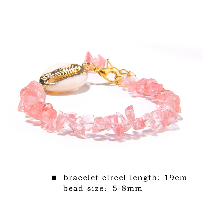 Cowrie Shell Bracelet Natural Stone Chips Crystal Seashell Hand Chain Bracelet for Women Femme Beach Jewelry Bohemian