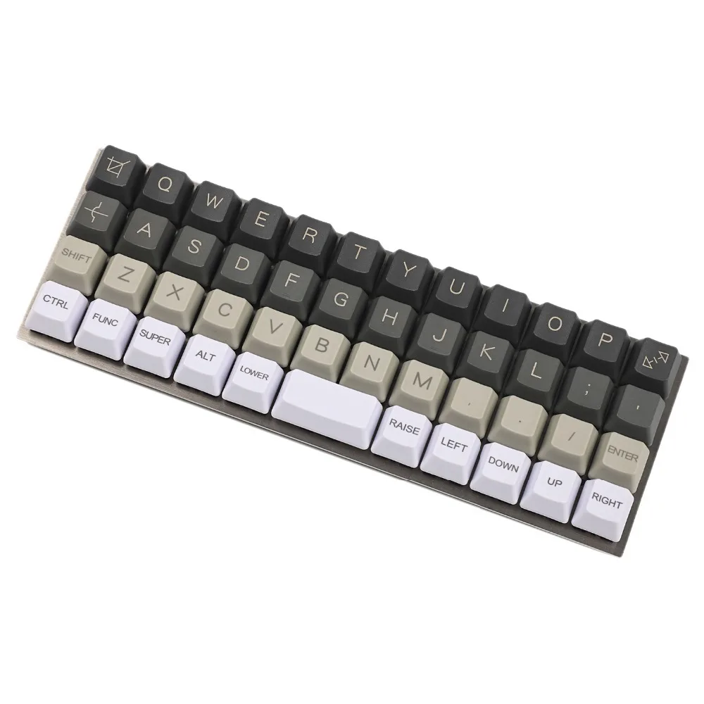 YMDK Planck Niu40 Preonic Keyset White Gray Black Gradient Pure White Laser-Etched OEM Keycap 1.5mm Thickness PBT