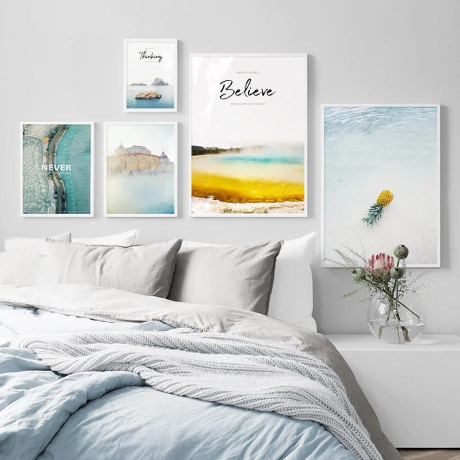 Yellowstone Volcano Sea Landscape Quotes Wall Art Canvas Painting Nordic Posters And Prints Wall Pictures For Living Room Decor