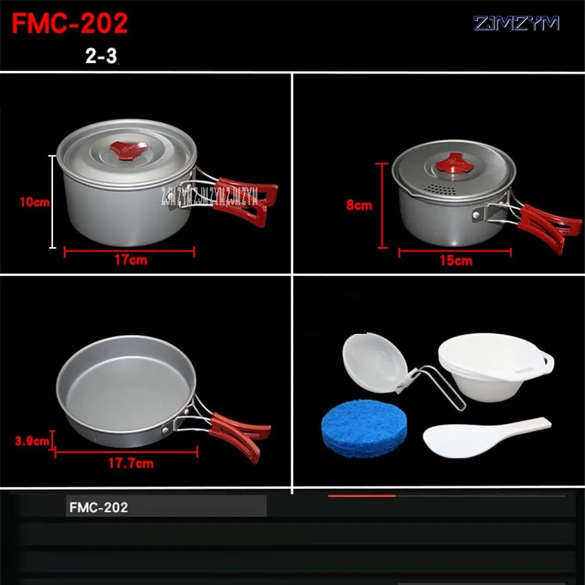 2-3 personas Set Be Cocina olla de Camping al aire libre cubiertos Panelas Camp Cocina panadería Picnic FMC-202 Material de aleación de aluminio