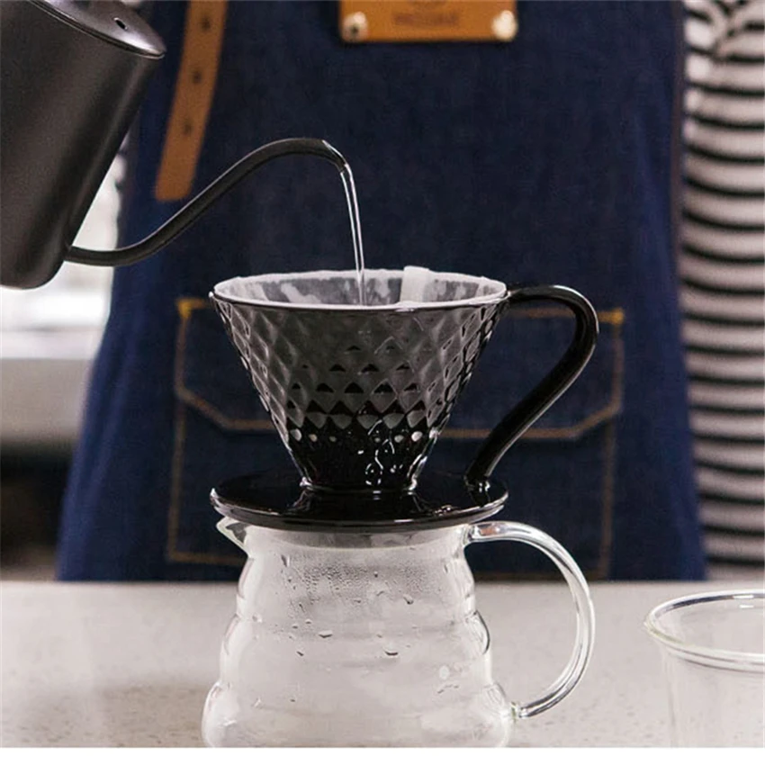 Керамическая кофейная капельница с двигателем V60, стильная кофейная капельная чашка с фильтром, Перманентная наполняемая кофеварка с отдельной подставкой для 1-4 чашек