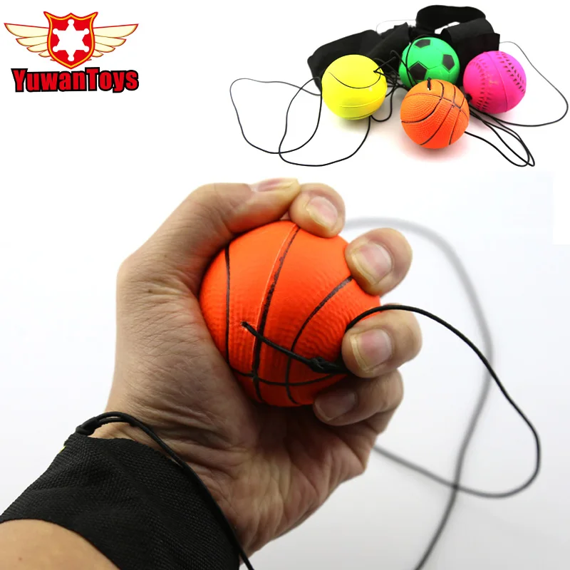 

2017 Random 5 Style Fun Toys Bouncy Fluorescent Rubber Ball Wrist Band Ball Board Game Funny Elastic Ball Training Antistress