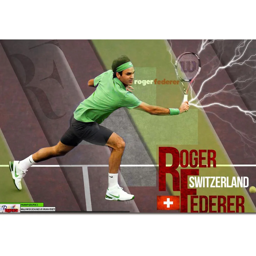 Roger Federer poster wall art home decoration photo print 24/" x 24/" inches