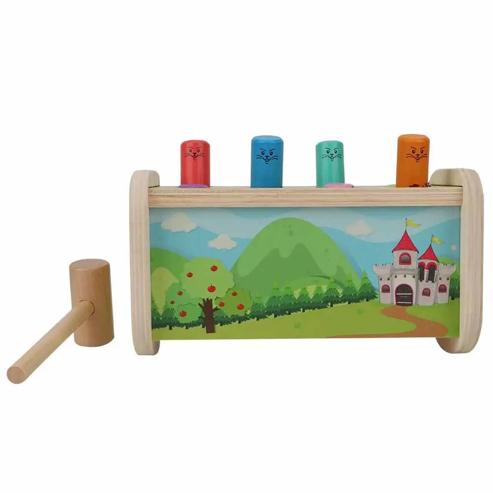 Wooden Noise Maker Knock Ball for Kids Multicolor Hand Hammering Ball Box Early Learning Educational Classic Toy Child Baby Gift