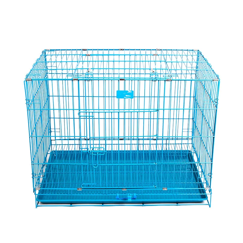 LK складной металлический ящик для собак Складная Клетка для кошек питомник двухдверный легко установить розовый синий Размер S для маленьких питомцев 45*30*38 см