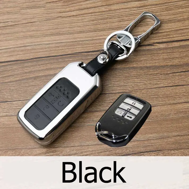 

Icecare Zinc Alloy Top Lay Leather Car Key Case Fob Cover Fit For Honda Civic Accord Cr-V Pilot Crv Holder Shell Protector
