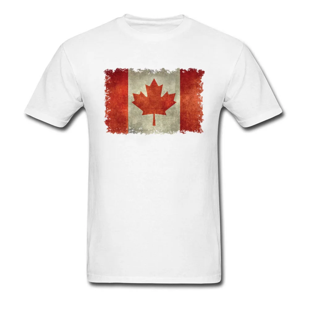 Vintage Flag Of Canada Cotton Tops & Tees for Men Printed T Shirts Crazy 2018 Hot Sale O Neck Clothing Shirt Short Sleeve Vintage Flag Of Canada white