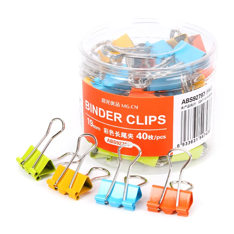 

40PCS/lot M&G 19mm Colorful Metal Binder Clips Paper Clip Office Stationery Binding Supplies ABS92797