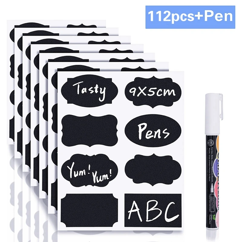 9 Sheets Assorted Chalkboard Stickers Removable Label Cup Jar Jam Sticker