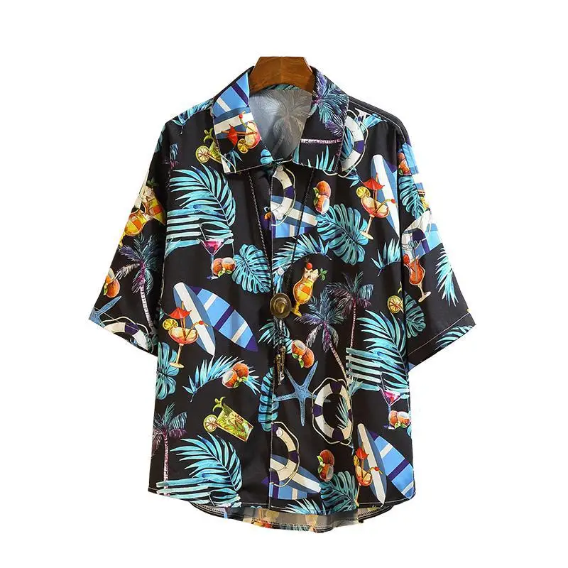 Original Hawaiian Shirt Men Short Sleeve Front-Pocket FlowerGarland Designs