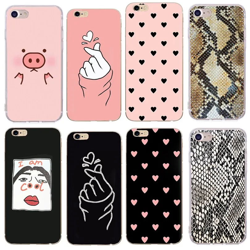 

case for iphone 6 s Capas Silicon Heart snake skin Coque For Iphone 6S IphoneX XS Max XR 7 8 Plus 5 5S SE Cover Cases Luxury