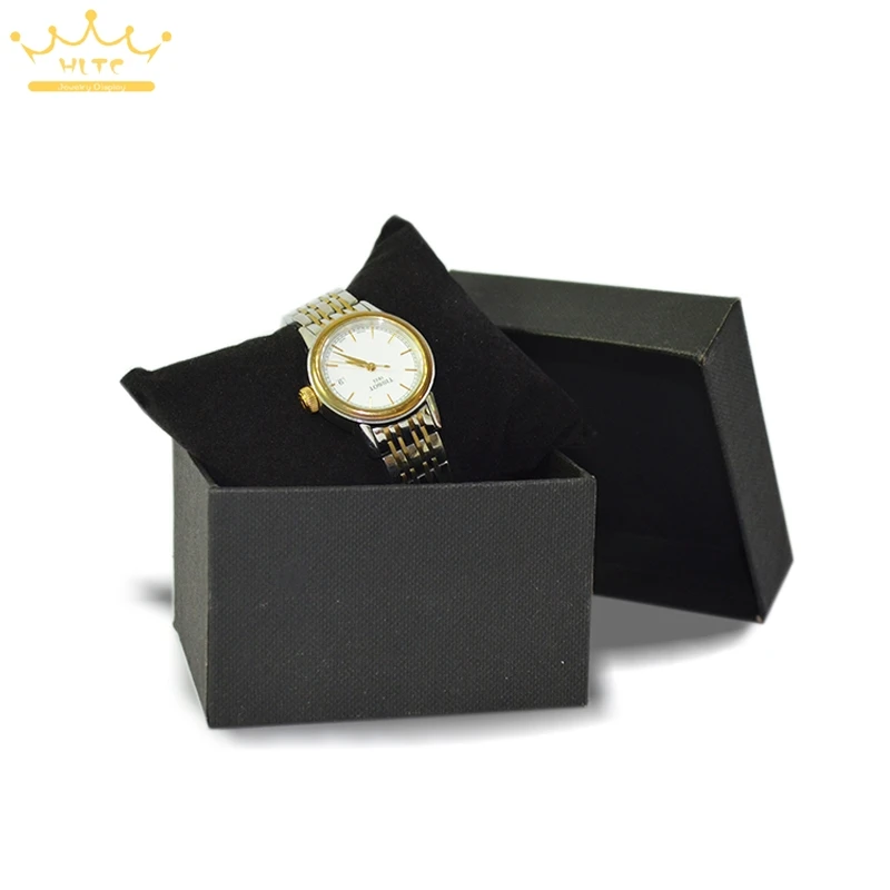 

Free shipping 5pcs/lot Watch boxes Black Paper Watch packing Boxes with pillows inside