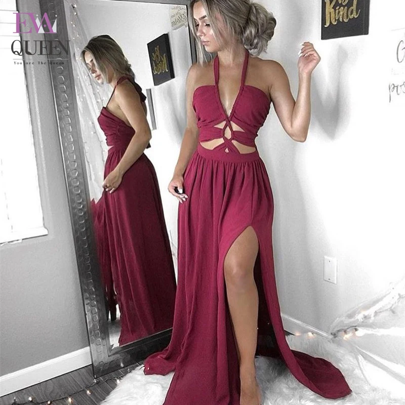 

Tobinoone Halter Neck Sleeveless Summer Dress Elegant Women Maxi Boho Dress Holiday Long Beach Vestidos Hollow Out Party Dresses