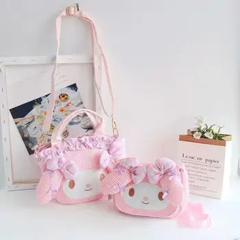 

New cartoon My melody handbag Weaving anime bag shoulder bags for girls summer