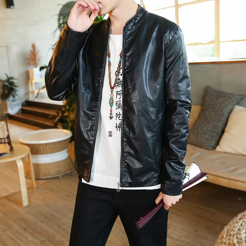 Autumn New men's PU leather jacket Casual motorcycle leather jacket men coat Slim Windproof Autumn New men's PU leather jacket Casual motorcycle leather jacket men coat Slim Windproof