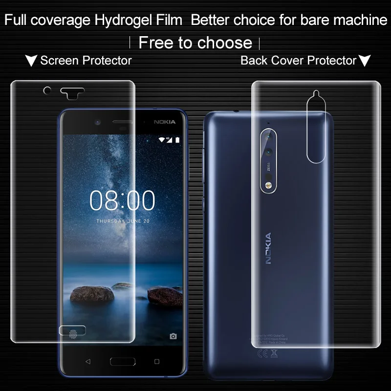 Full coverage for Nokia 8 Screen protector back sticker Imak All Standing Hydrogel 2 Protective full body film for Nokia8 3