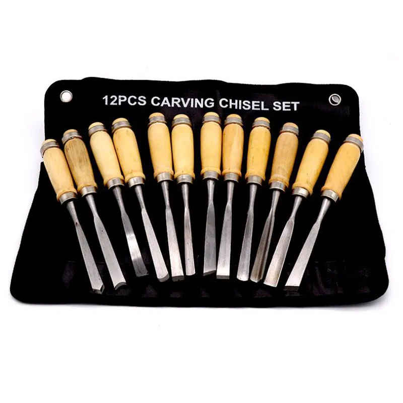 

12Pcs/set Manual Wood Carving Hand Chisel Tool Set Carpenters Woodworking Carving Chisel DIY Detailed Hand Tools