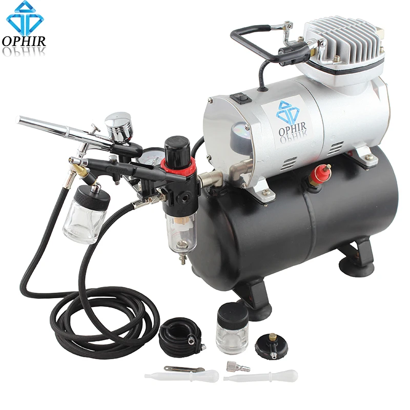 

OPHIR 2 Airbrush Paint Tank Compressor Kit 0.3mm 0.8mm for Cake Decoration Nail Art Makeup Tatto 110V,220V_AC090+AC004A+AC071