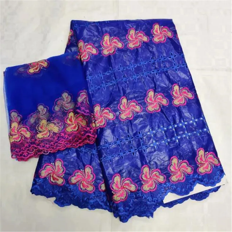 

African bazin riche brocade Fabric 2019 new arrival Royal blue bazin riche fabric with beads brode bazin for women dress-BYE30