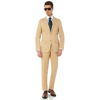 

Custom Made khaki Mens suits 2 Button Modern slim Fit terno masculino wedding suits Tuxedos for me Groom Suit 2017(Jacket+Pants)