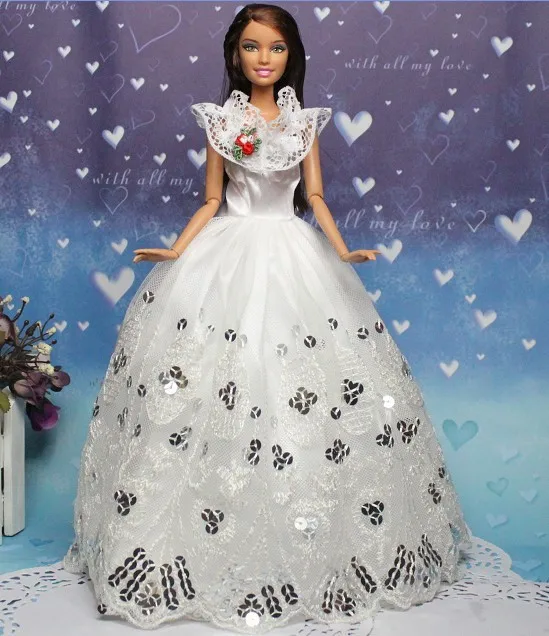 Ailaiki 10 шт./лот кукла Интимные аксессуары красивый элегантный Свадебные платья Пряжа одежда вечернее платье для Барби для девочек Куклы игрушка
