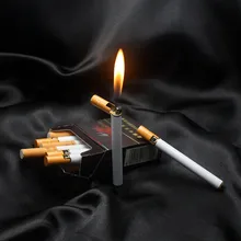 50 pcs Creative Mini Compact Jet Butane Lighter Metal Cigarette Shaped Inflatable Gas Cigarette No Gas trash can shaped butane gas lighter yellow