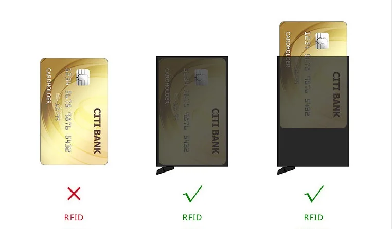 2019 Модное Новое поступление RFID Блокировка держатель для кредитных карт полиуретановый кожаный унисекс Визитницы алюминиевые