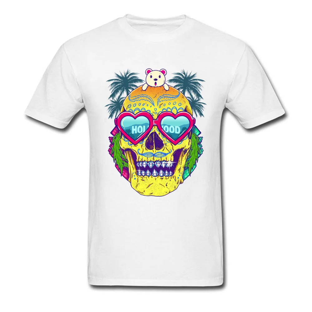 Normal Short Sleeve Tops T Shirt Summer Crew Neck 100% Cotton Men's T-shirts Goes To Hollywood Normal Tee-Shirts Funny Goes To Hollywood white