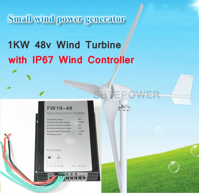 1000W Wind Turbine Generator 12V 24V 48V AC Output Complete Kit &  Controller 1KW