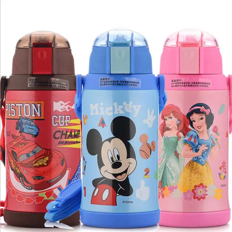 660ML kids cartoon Mickey and Minne Vacuum Flasks With Straw school