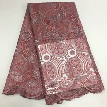 

African Lace Fabric 2019 Peach Embroidered Laces Fabric Bridal Swiss Cotton lace French Tulle Lace Fabric For Women Dress