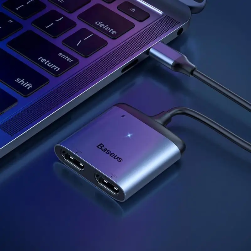 Baseus 4K USB C к HDMI адаптер тип-c к двойному HDMI дисплей PD Быстрая Зарядка адаптер концентратор док-станция Concerter Кабель