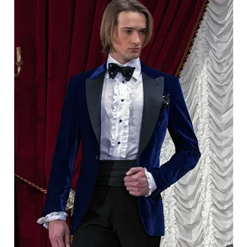 

Classic Velvet Groom Tuxedo Performance Men Blazer Groomsmen Suit Men Slim Fit Prom Wedding Suits Coat Jacket 2020(Jacket+Pants)