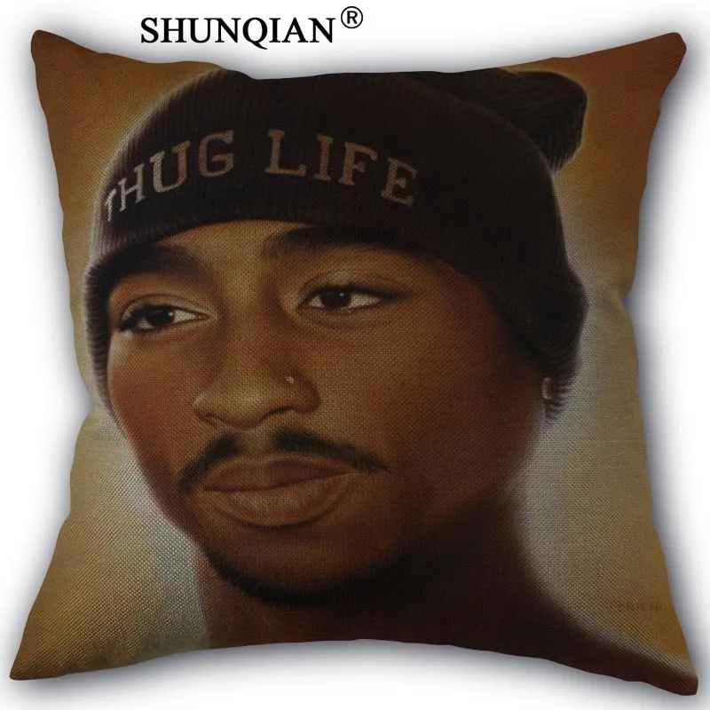 

New Linen Cotton Pillowcase tupac Printed Pillow Cover Home Textiles Decorative Pillowcase Customize Gift 45x45cm one side