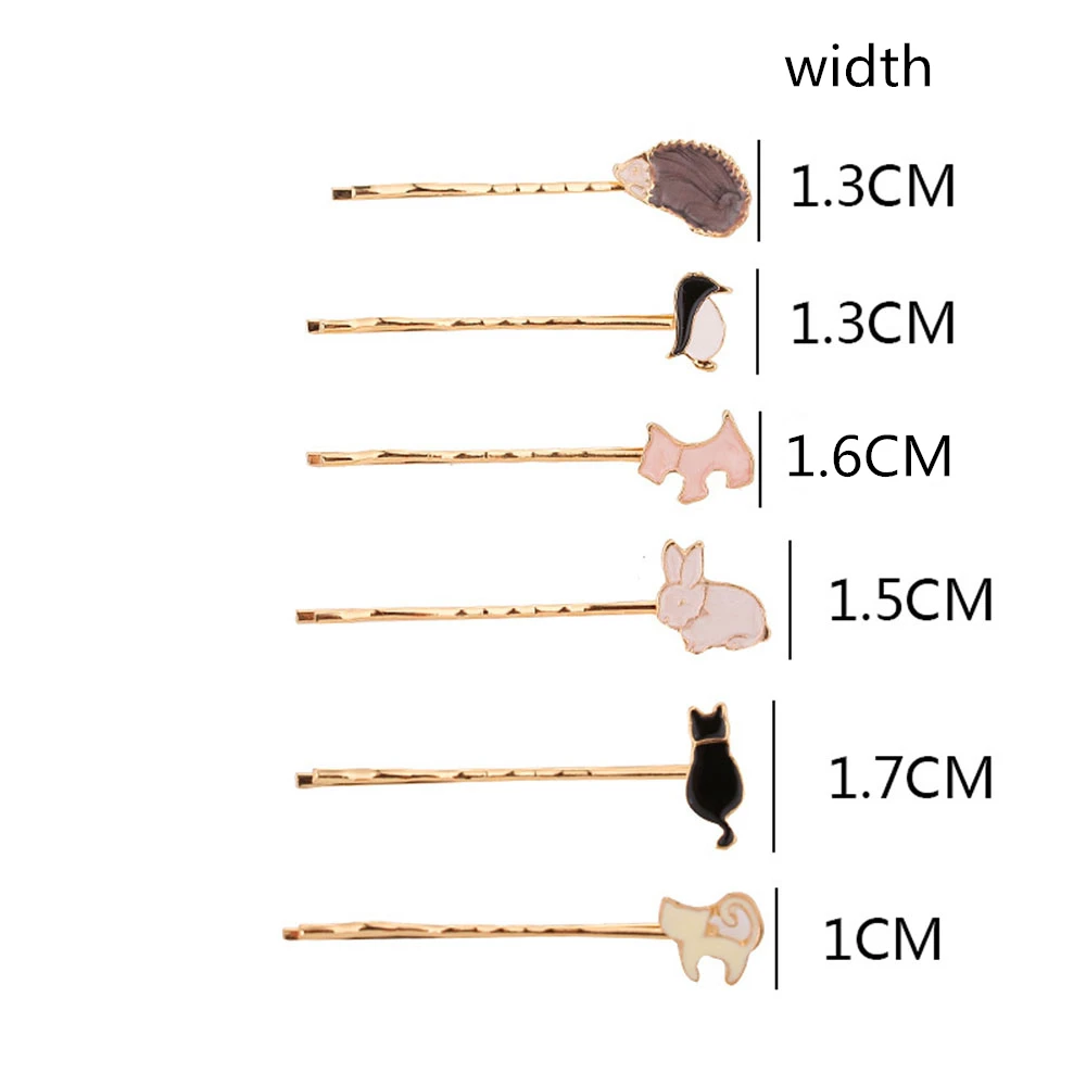 1 шт. металлические заколки для кошек, собак, кроликов, пингвинов, ежиков, заколки для волос для женщин, девушек, золотые заколки для волос, аксессуары для волос
