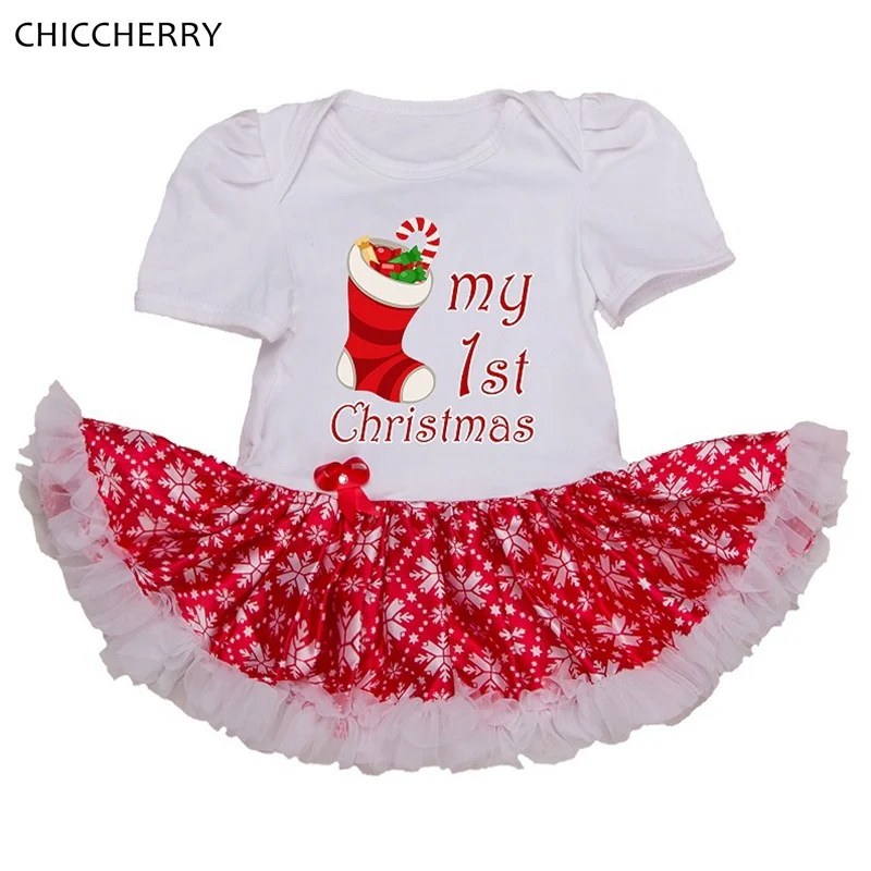 My First Christmas Baby Girls Red Christmas Dress Lace Tutu Vestido