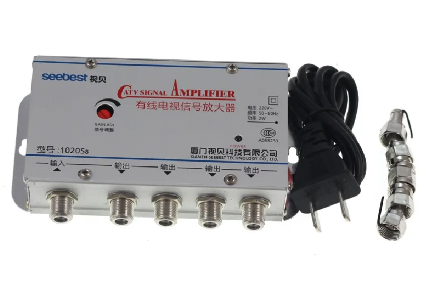 

EU plug 4 Way CATV VCR TV Antenna Signal Amplifier Booster Splitter 30DB 45-880MHz 220V