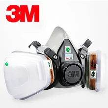 3M 6000 Series Half Face Mask 6100/6200/6300 with 6001 Gas Cartridges 7 pcs Suit for Painting Spraying Against Organic Vapor