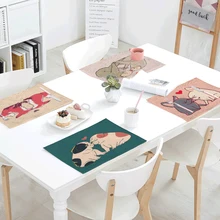 Мультяшные салфетки для стола с французским бульдогом, красное сердце, мопсы, морской лев, салфетки для ужина, чайные полотенца для декора, аксессуары для столовой