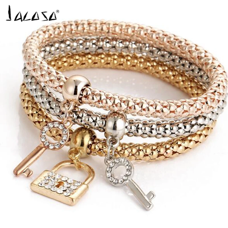 Jacoso Dubai Gold Color Bangles&Bracelet Sets Women Pulseiras Crystal