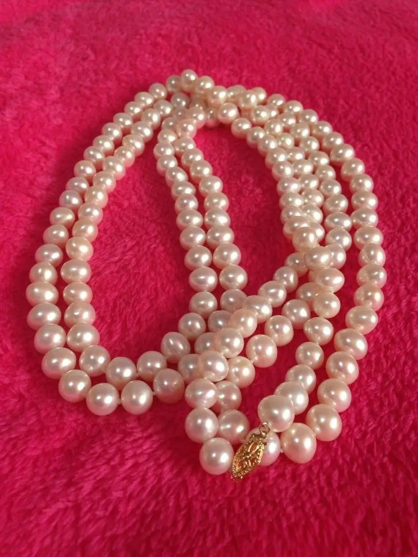 

DD Wholesale FREE SHIPPING >>> classic 9-10mm natural Australian south sea white pearl necklace 48inch