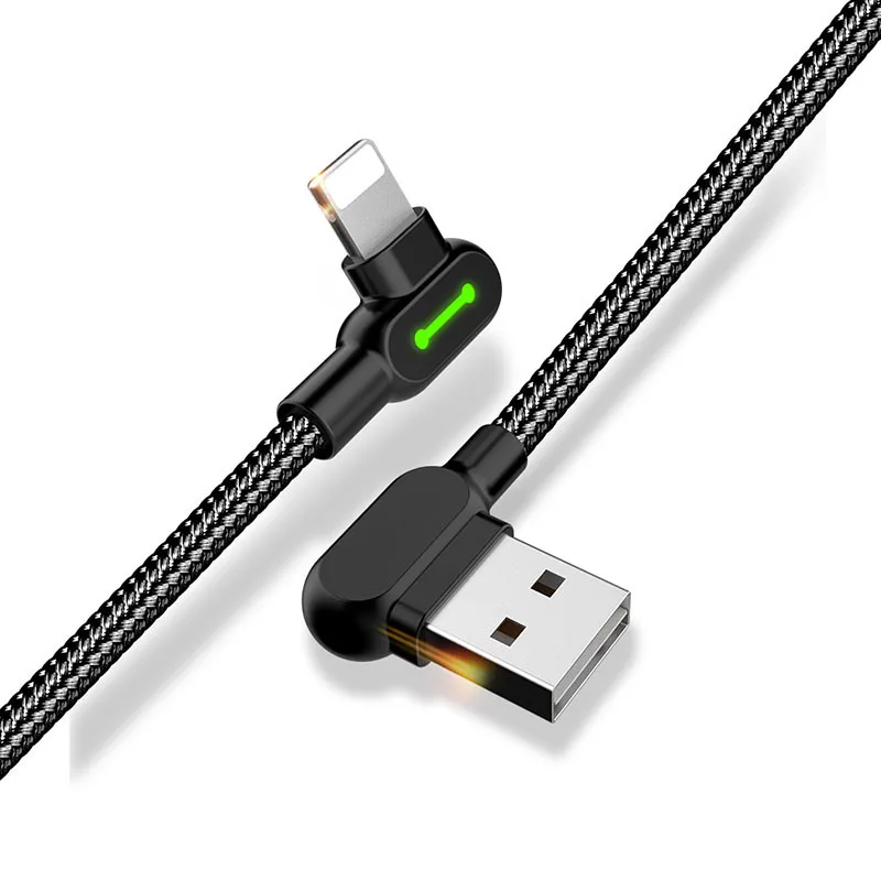 0.5M for Linghtning USB 3,1 Быстрый Кабель зарядного устройства под прямым углом 90 градусов кабель синхронизации данных с подсветкой HJ55 - Цвет: 0.5M for Linghtning